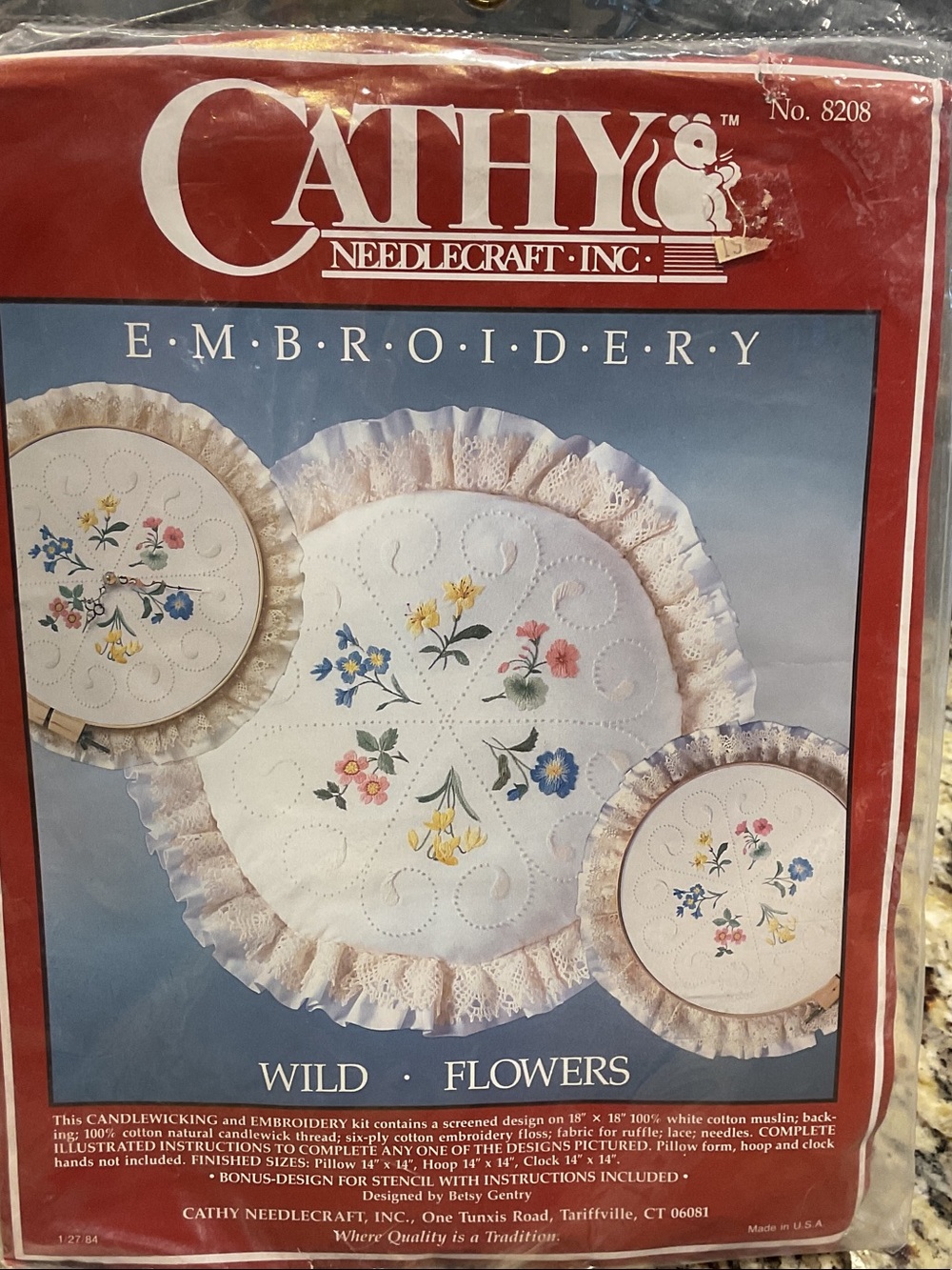 Cathy Needlecraft Embroidery Kit - Wild Flowers - White with Multicolor Floral